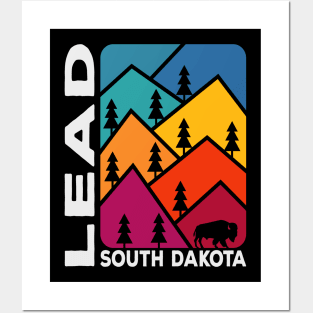 Lead South Dakota Vintage Mountains Bison Posters and Art